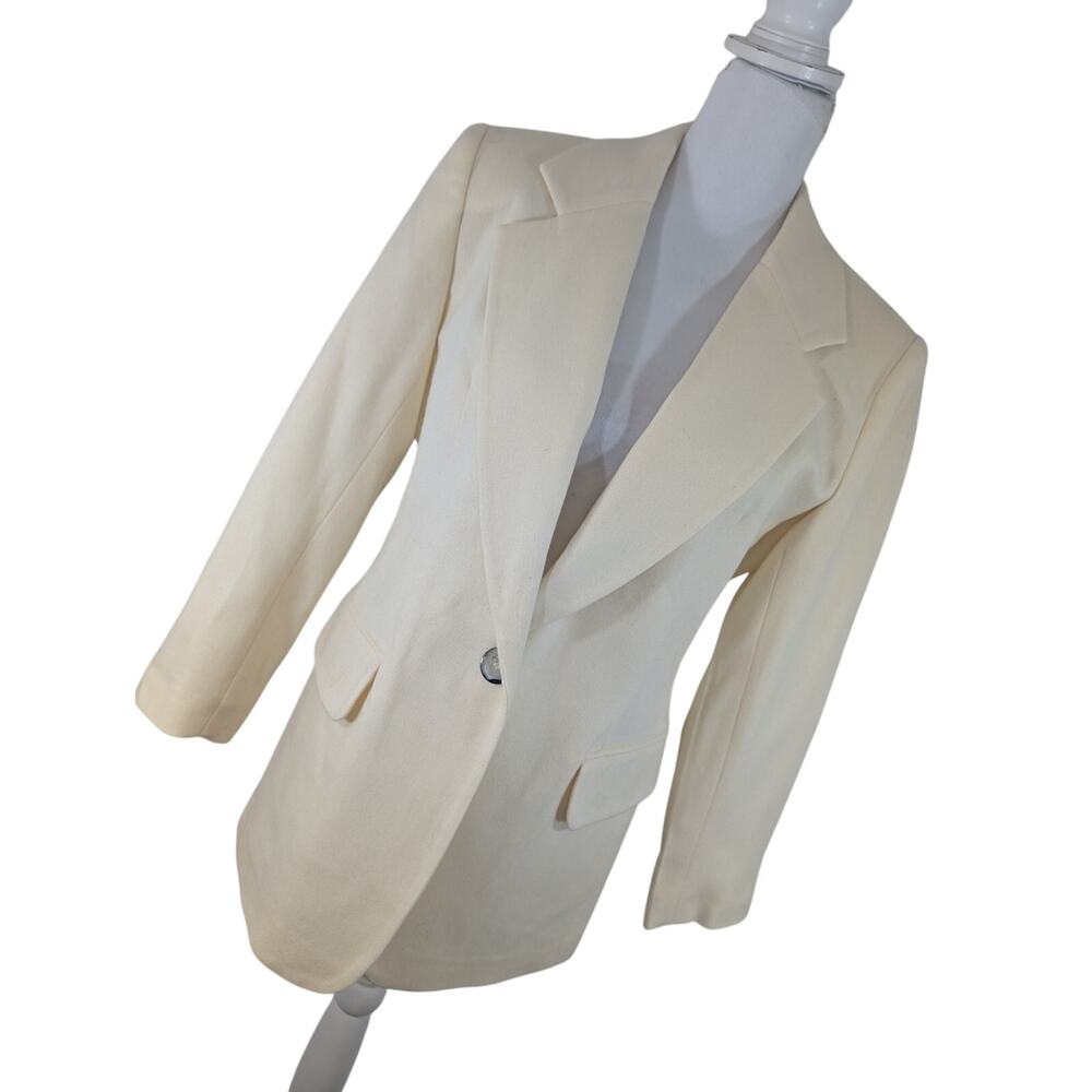 NWOT! WORTHINGTON! CREAM WOOL LOOK TAILORED, WIDE LAPEL JACKET, BLAZER! SZ 8P